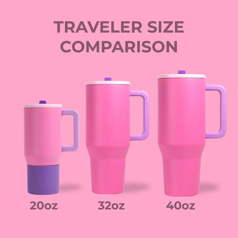 Traveler Modern 40 oz Tumbler with Handle & Simple Flip Straw (Pink Sugar / 40 Ounces)
