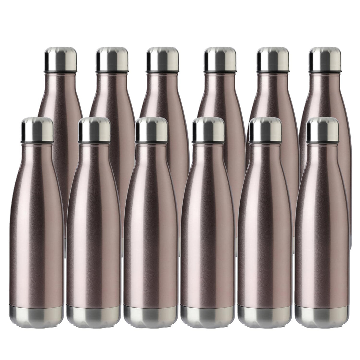 17oz Sport Water Bottle 12 Pack Vacuum Insulated Stainless Steel Leak (Rose Gold)