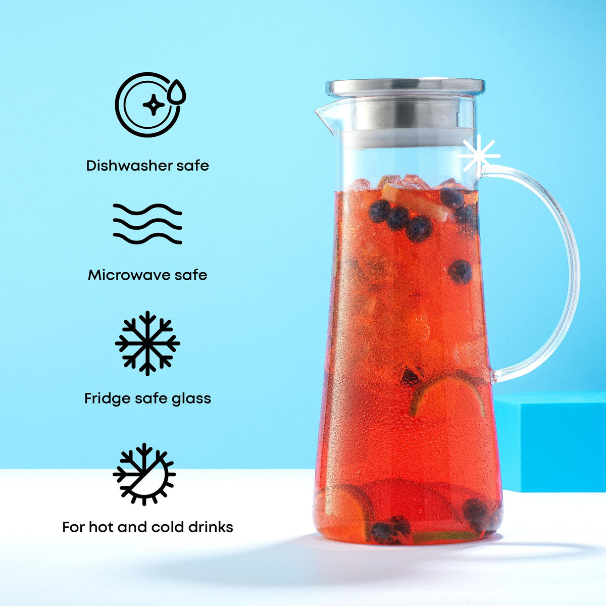 Glass Pitcher with Lid (50 Ounces)