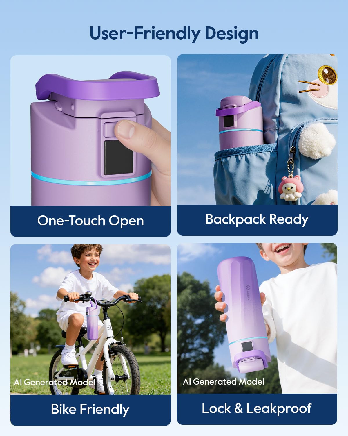 BOOST Kids Smart Water Bottle with Reminder and Tracker (Mauve)