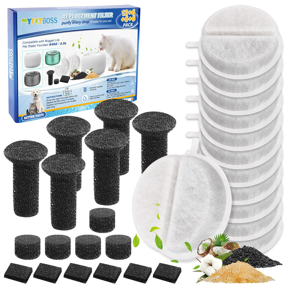 8 Set Cat Water Fountain Filter for 2.5L Lite & Premium Fountain