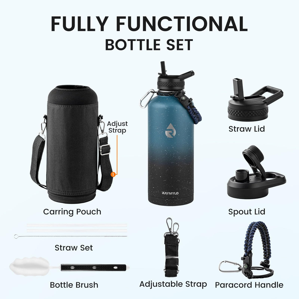 Insulated Water Bottle 87 oz (Starry Indigo Black Gradient / 87 Ounces)