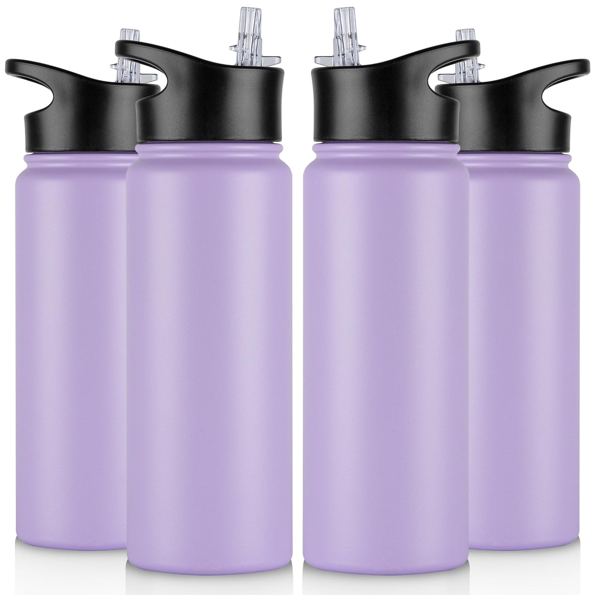 24 oz Insulated Water Bottle Bulk 4 Pack (Purple / 24 Ounces-4)