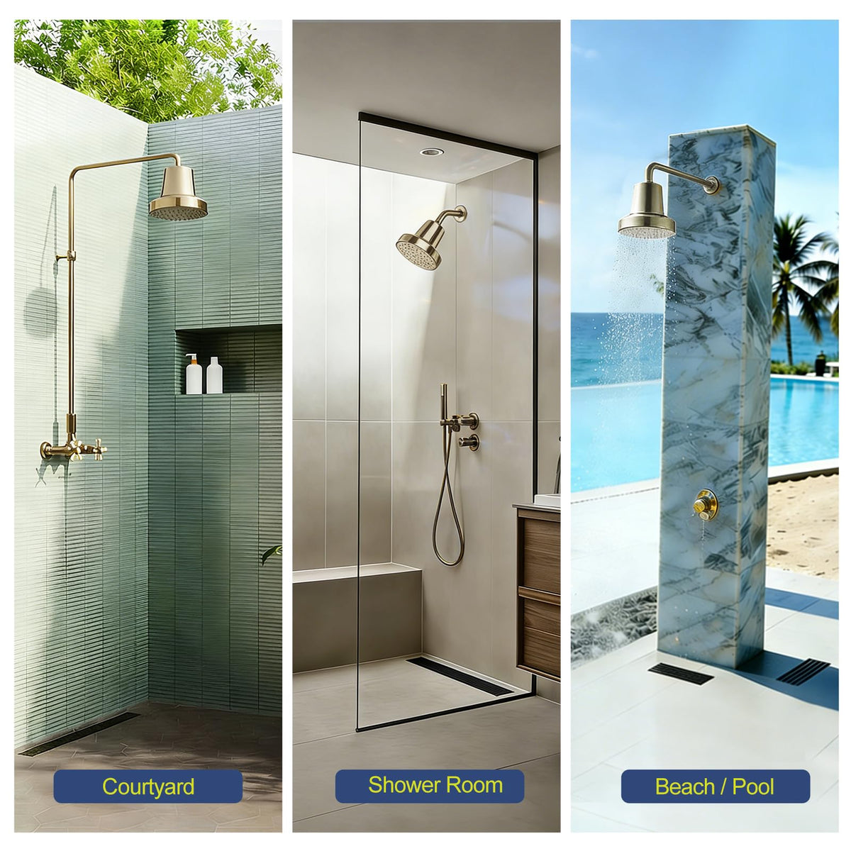 Filtered Shower Head with Filters (Gold)