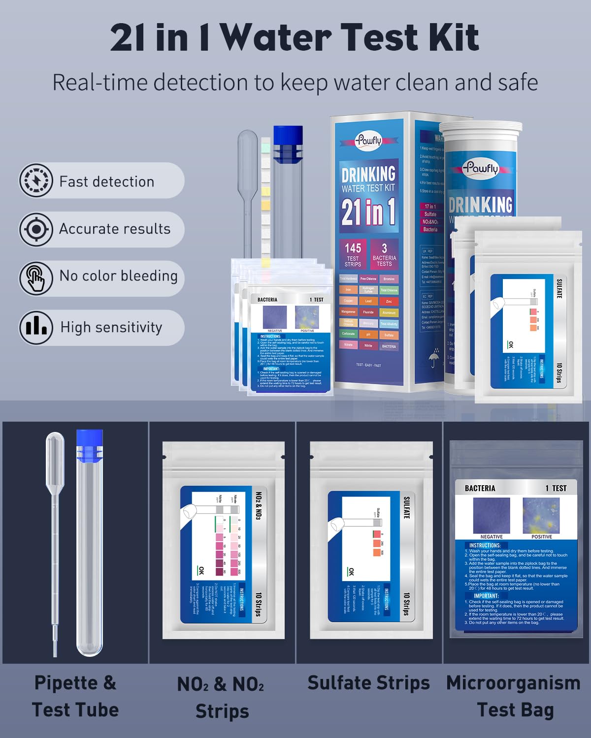 21 in 1 Drinking Water Test Kit (21 in 1 & 125 Strips)
