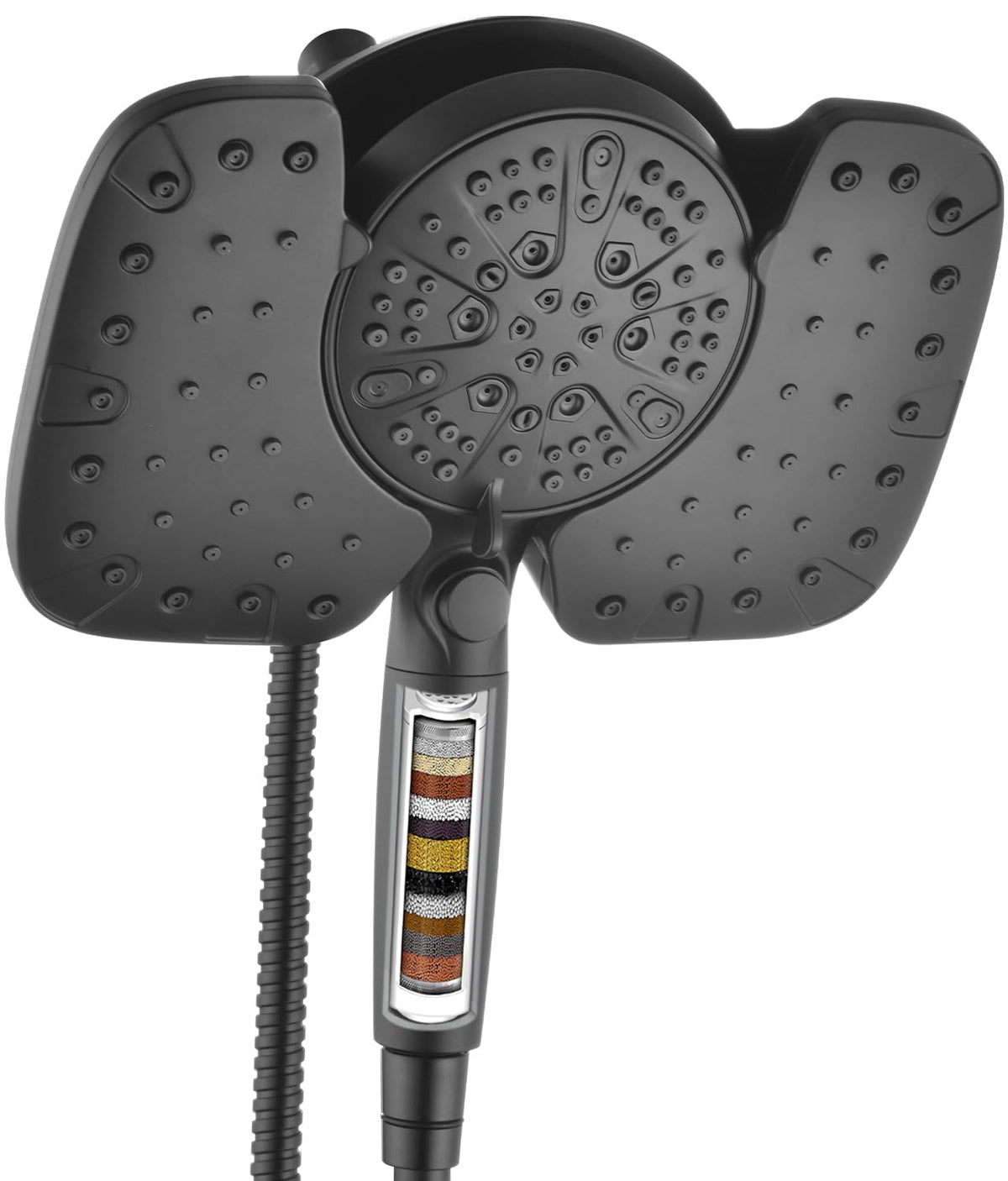 Rain Shower Head with Filtered Handheld Spray Combo Black 2.5 GPM (Black / 2.5 GPM)
