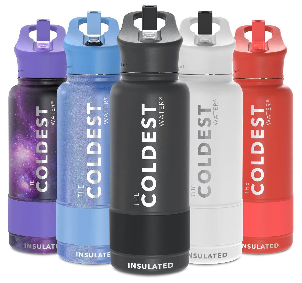 Coldest Insulated Water Bottle with Straw Lid (32 oz / Stealth Black)