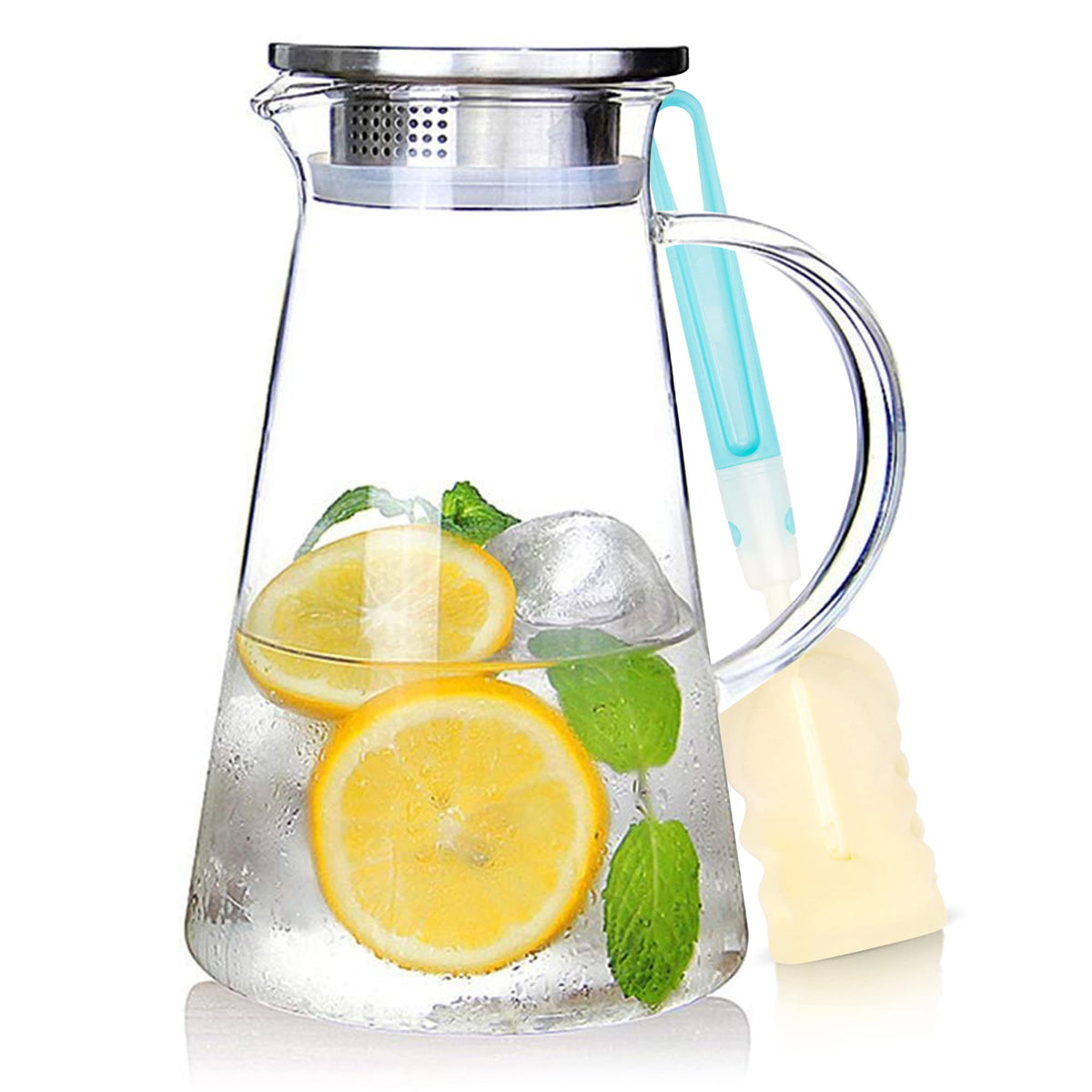 2L 68oz Glass Pitcher with Lid and Handle (68 Ounces / Clear)