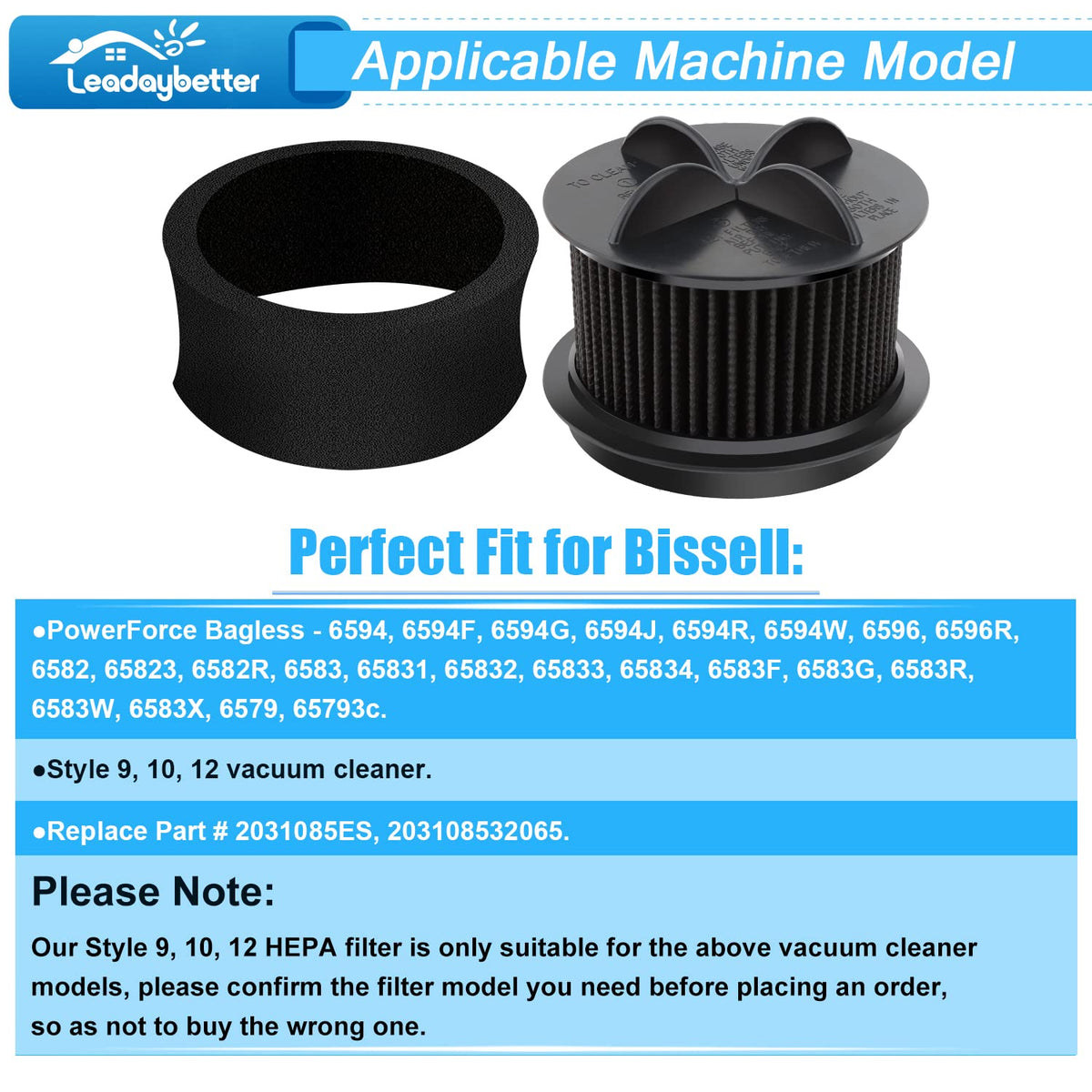 2 Replacement Foam & Filter Compatible with Style 9