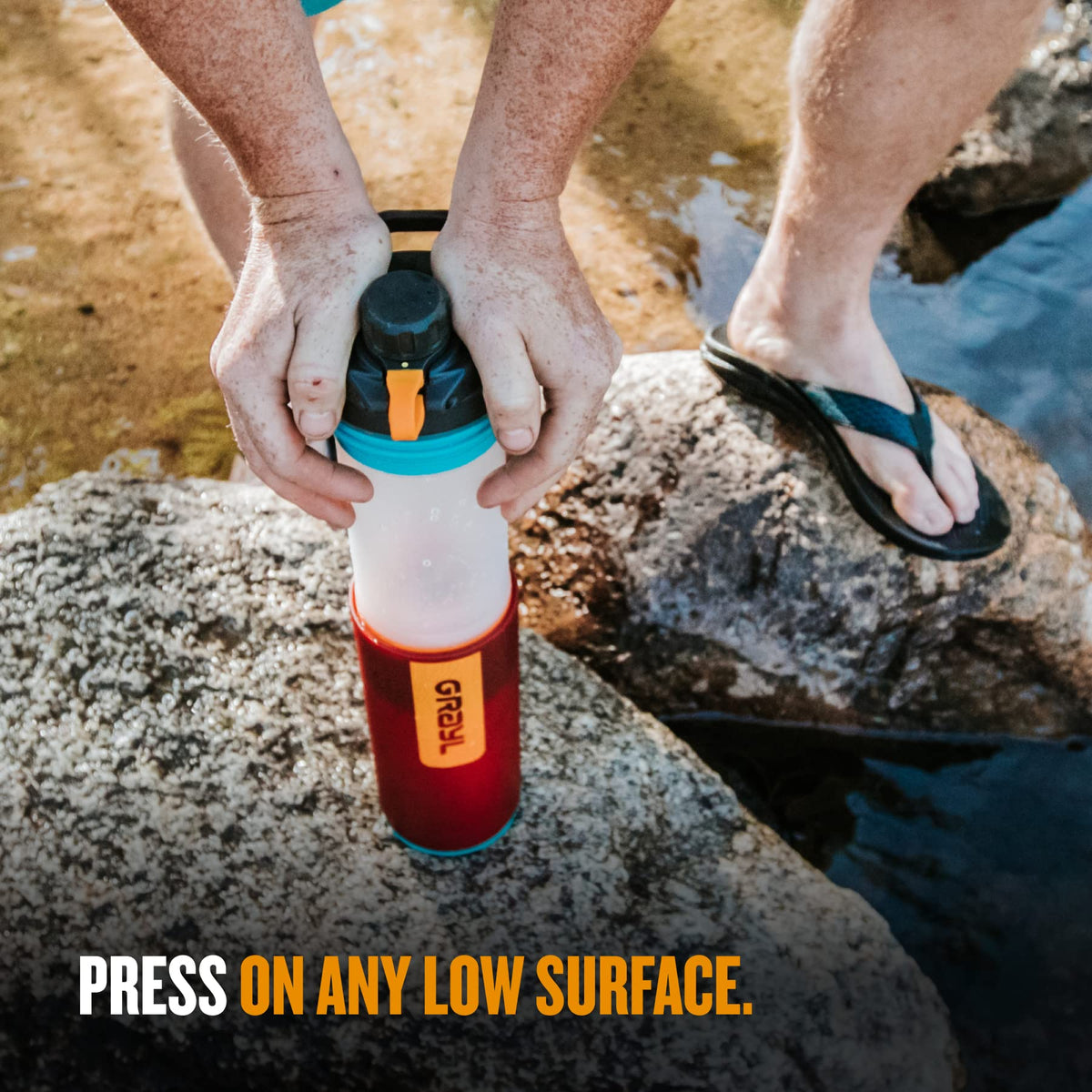 GeoPress 24 oz Water Purifier & Water Filter Bottle (Wanderer Red)