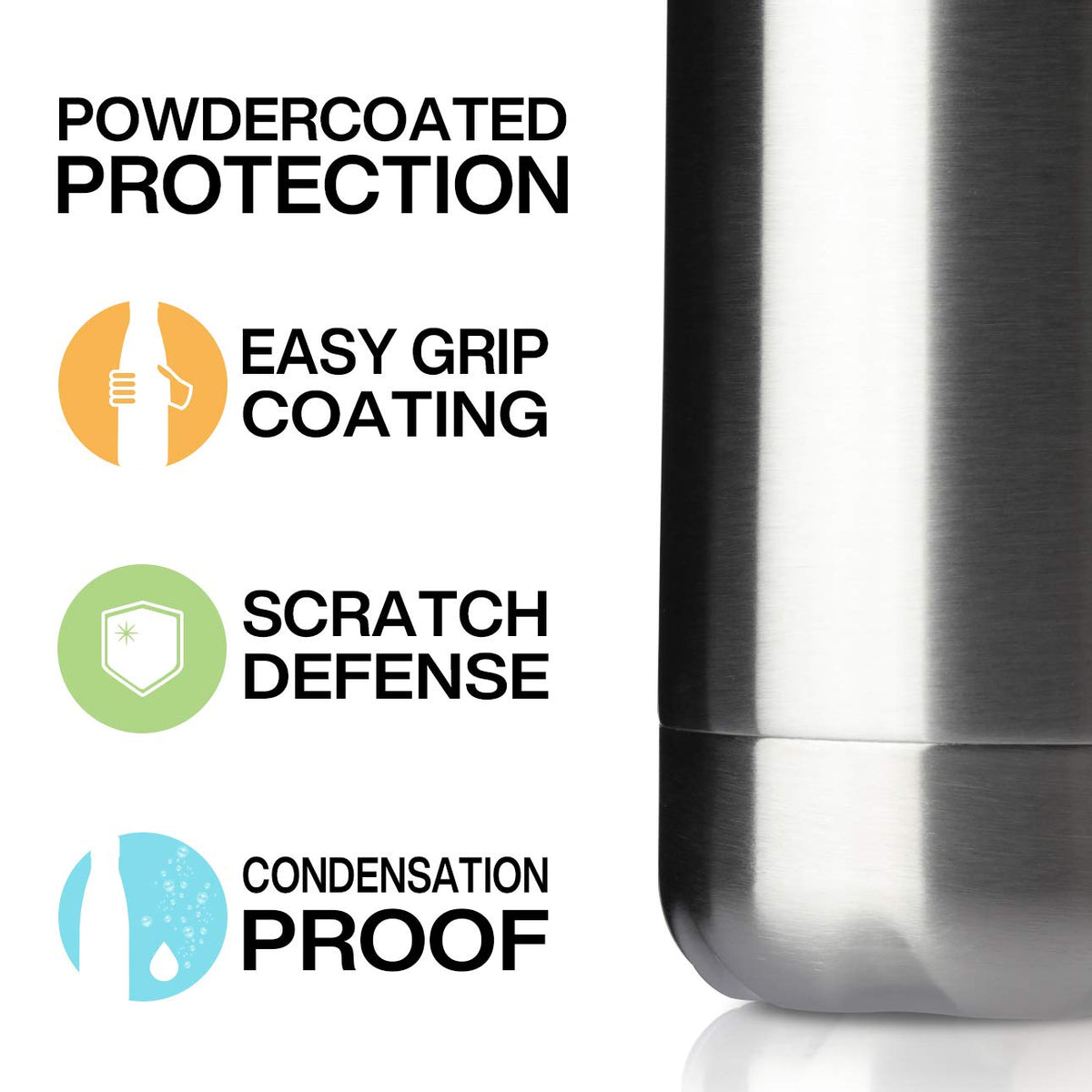 17oz Sport Water Bottle Vacuum Insulated Stainless Steel Leak (Silver)
