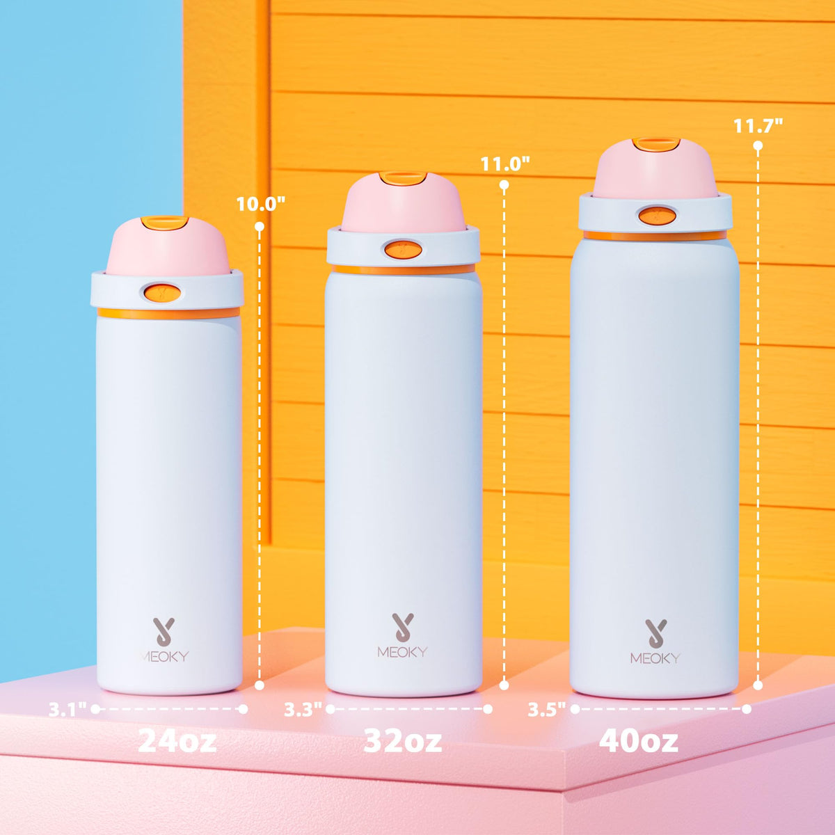 40 oz Insulated Water Bottle with Straw (Periwinkle / 40 Ounces)