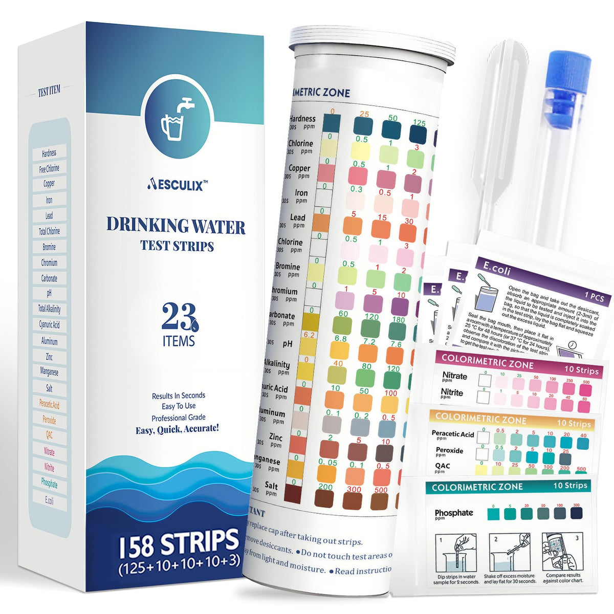 All New 23 in 1 Drinking Water Testing Kit 158 Strips
