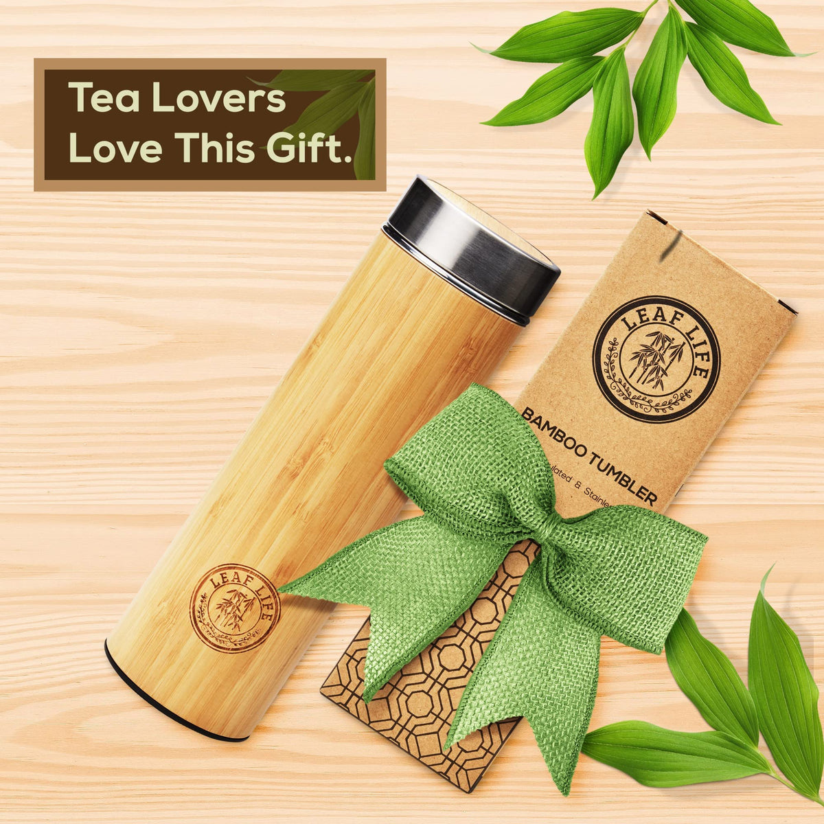 Premium Bamboo Tea Tumbler with Infuser for Loose Leaf Tea (17 Ounces)