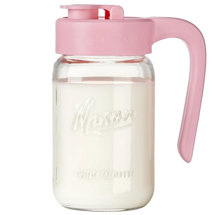 32 oz Glass Pitcher with Lid (Pink)