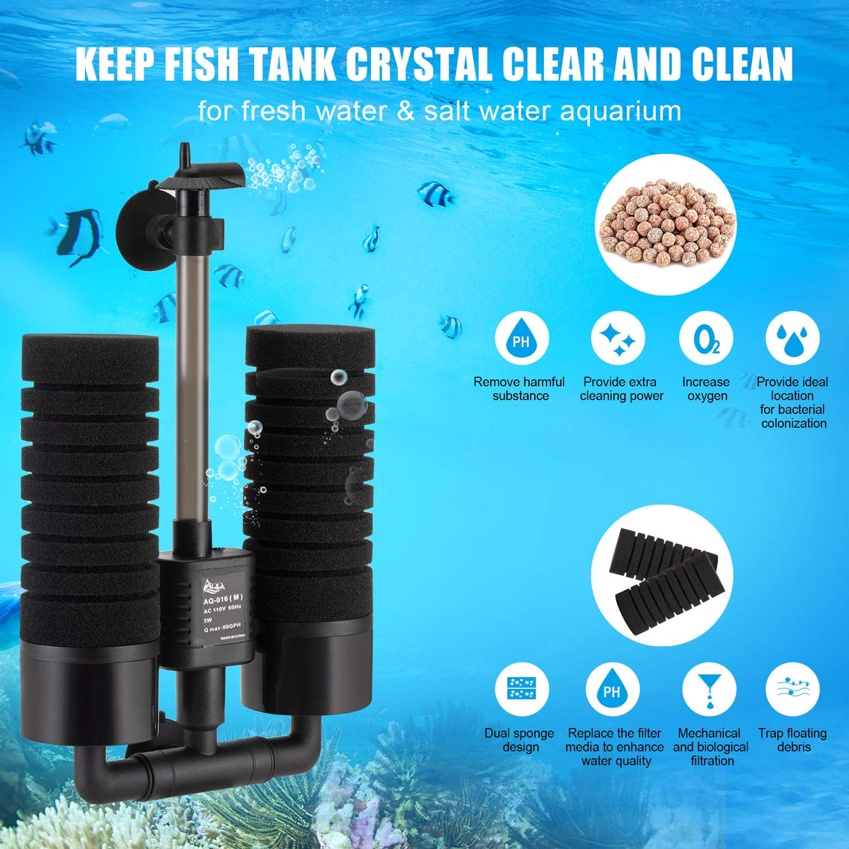 Aquarium Sponge Water Filter (Large)
