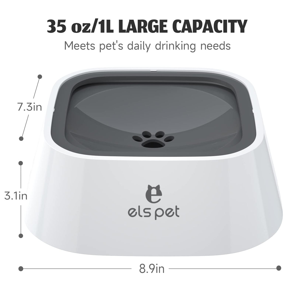 Travel Bowl 35oz 1L No Spill Dog Cat Bowl Anti Slip Water Dispenser (1L / Grey)