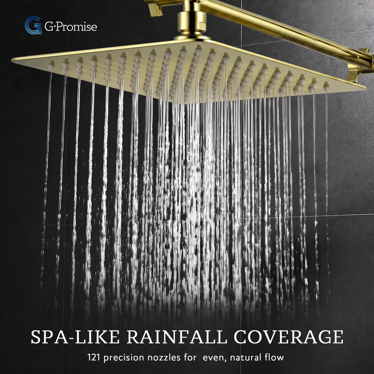 All Metal 10" Dual Square Shower Head Combo (10 Inches / Polished Brass)