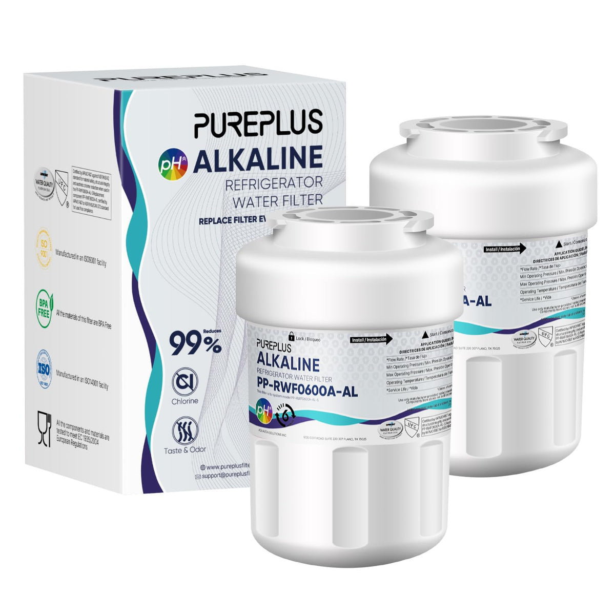 RWF0600A Refrigerator Water Filter Replacement for GE MWF (Alkaline(Ultra) / 2 Count (Pack of 1))