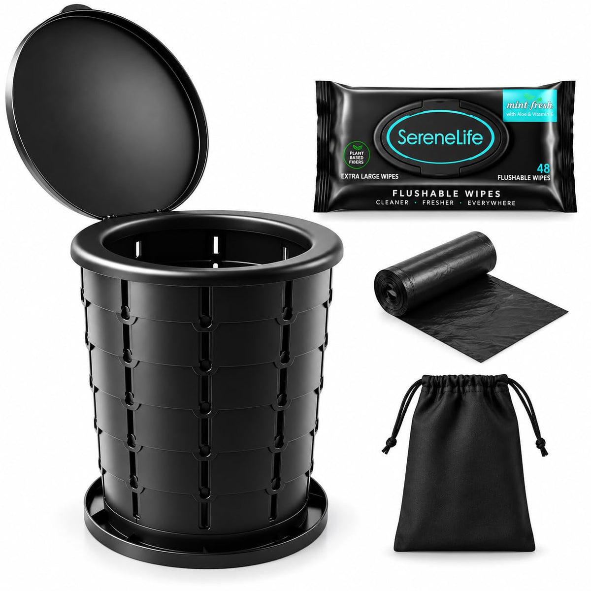 Portable Camping Toilet (Standard / Black)