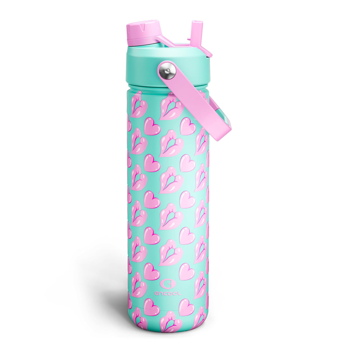 Insulated Water Bottle with Straw Stainless Steel Water Bottle (26 Ounces / Kiss Love Violet x Mint)
