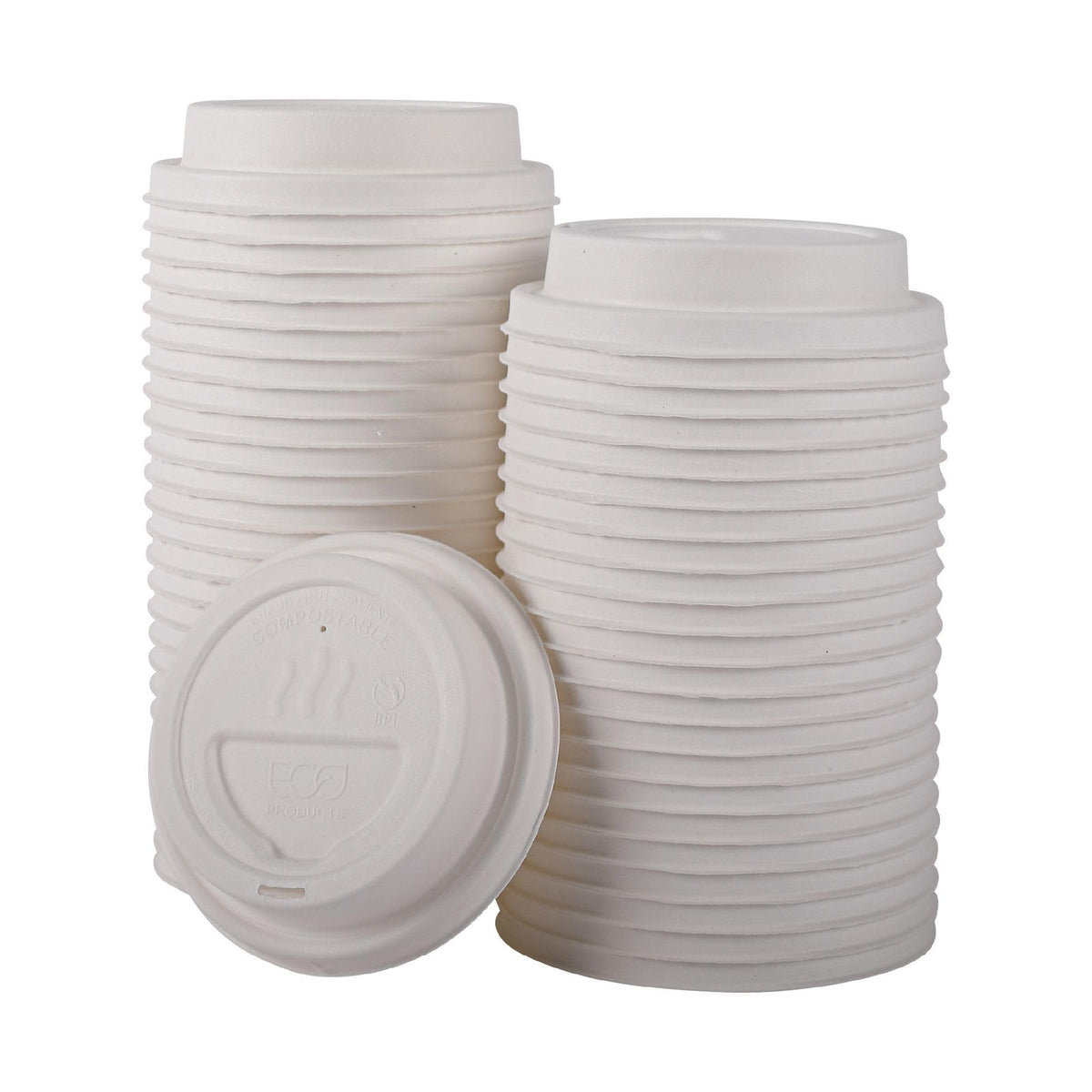 Eco Products Compostable Molded Fiber Coffee Cup Lids (Molded Fiber / 10-20 oz White, 1000 Count)