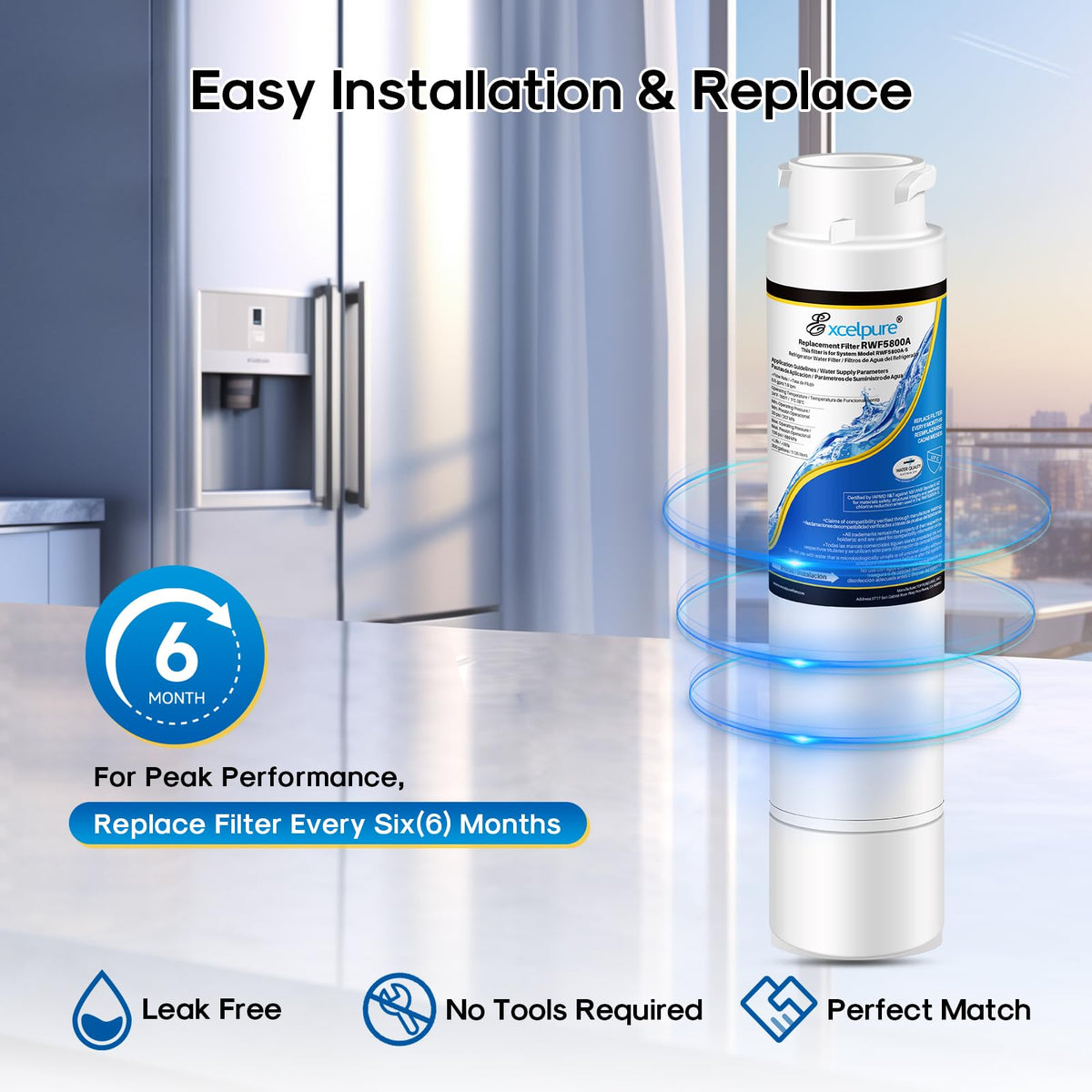 Refrigerator Water Filter Replacement for Frigidaire EPTWFU01 EWF02 Pure Source Ultra II (3 Count (Pack of 1))