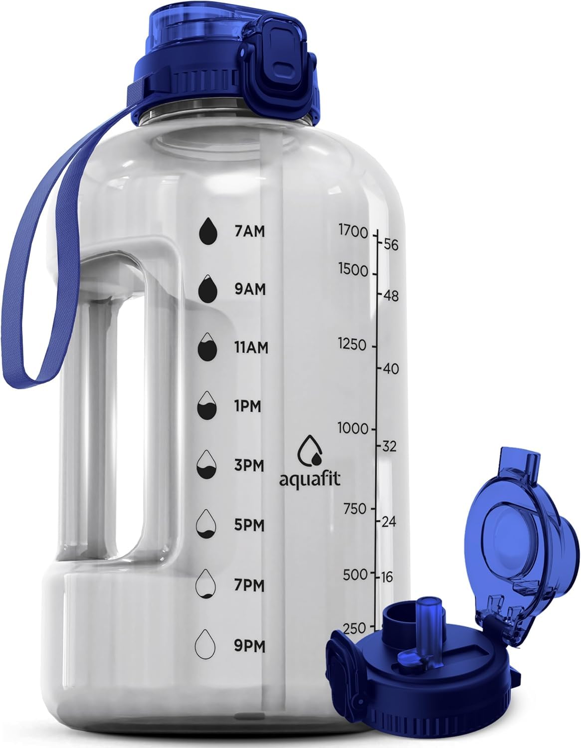 64 oz Water Bottle with Time Marker (Clarity / 64 Ounces)