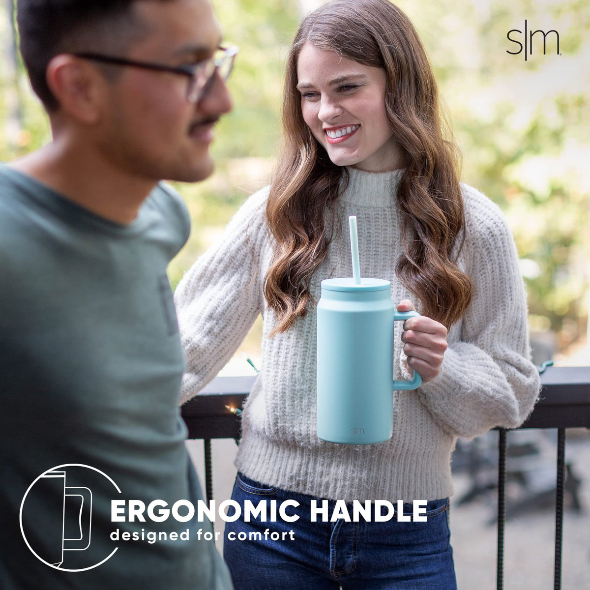 50 oz Mug Tumbler with Handle and Straw Lid (-Winter White / 50 Ounces)