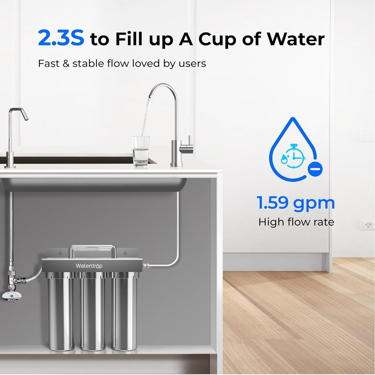 TST B 0.01μm Under Sink Water Filter System with Dedicated Faucet