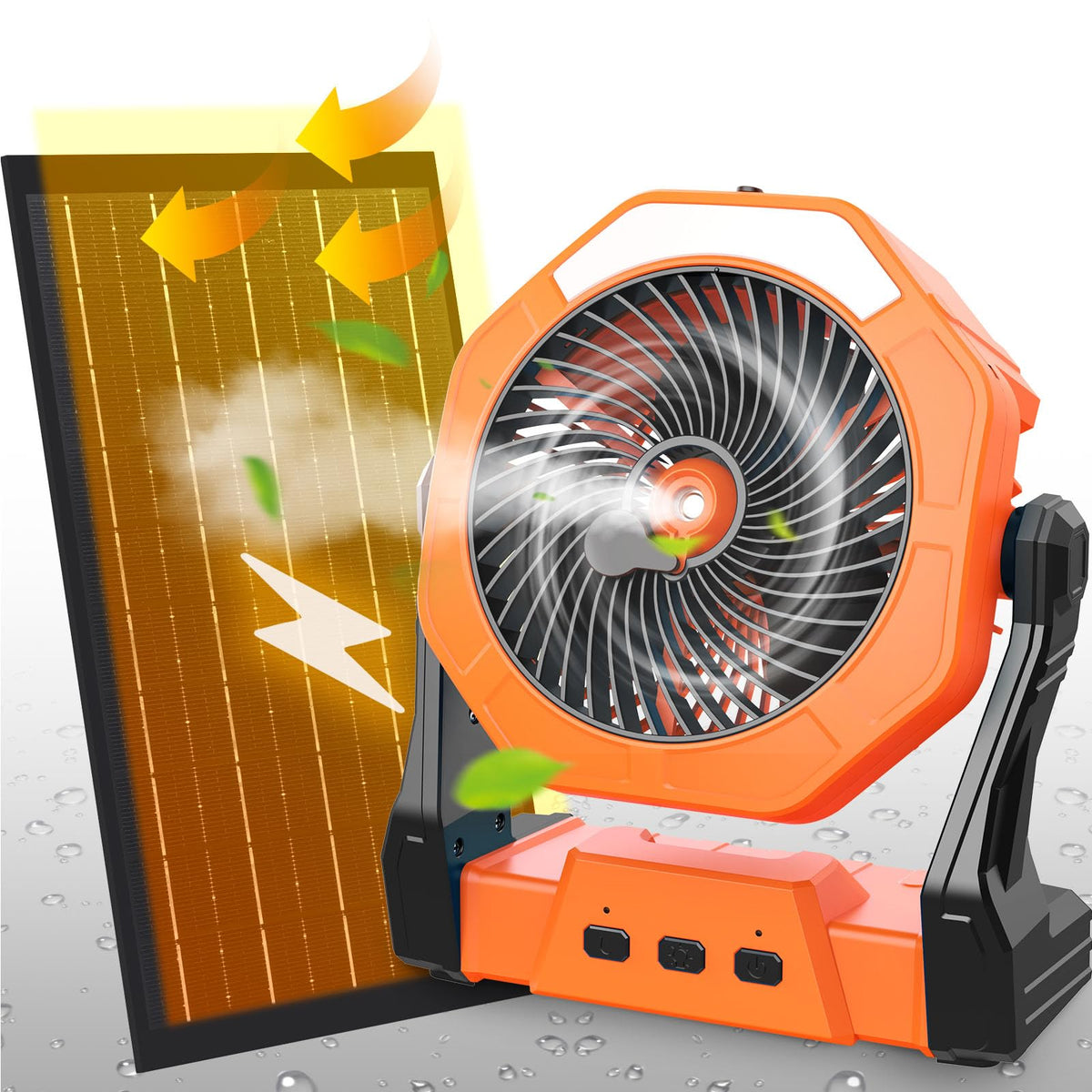 Solar Misting Fan (Orange)