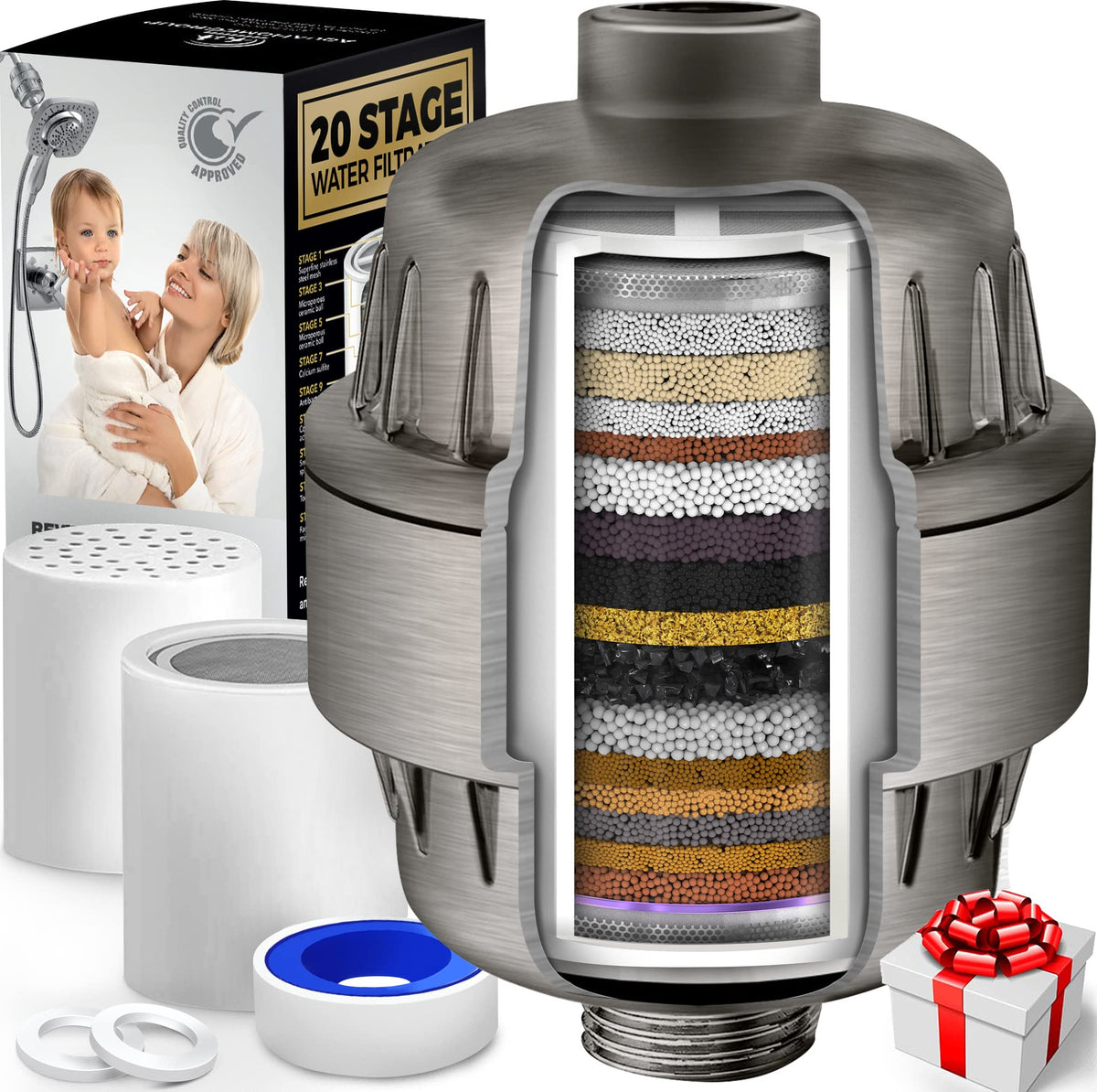 20 Stage Shower Filter with Vitamin C and E (20 Stage / Brushed Nickel)