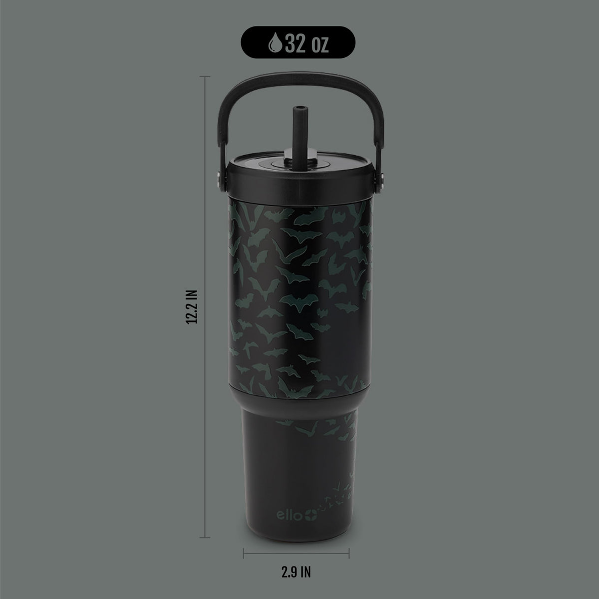 Oasis Go+ 32oz Tumbler with Top Handle and Retracting Straw (32 Ounces / Nocturnal Bat)