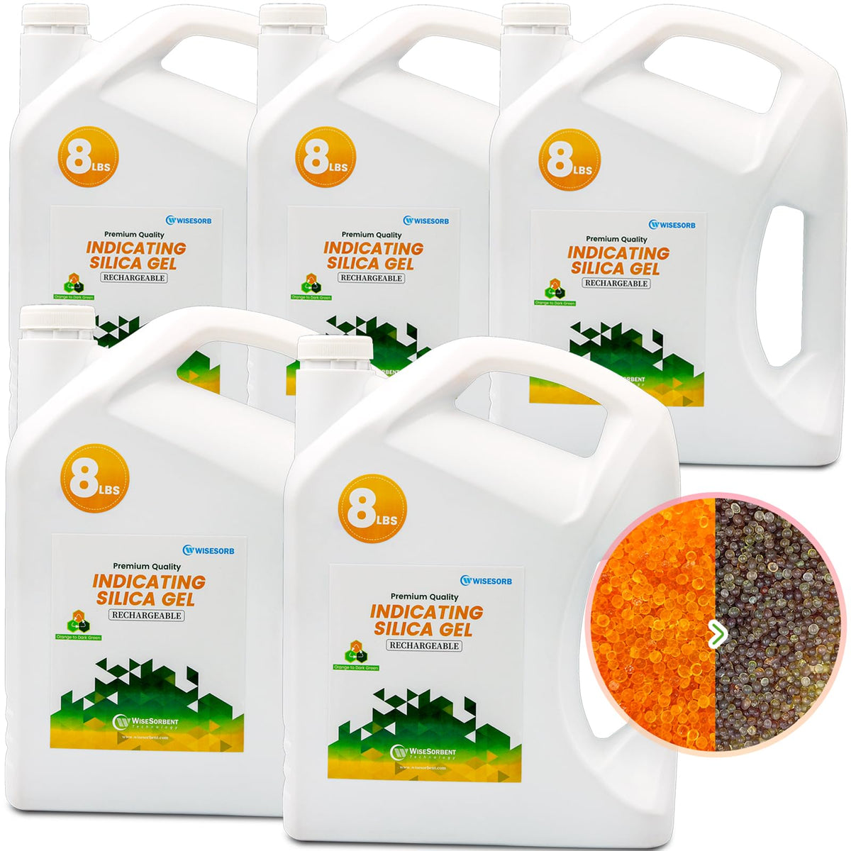 40lb Premium Silica Gel Desiccant Orange Indicating Reusable Beads (40LBS / Orange to Dark Green)