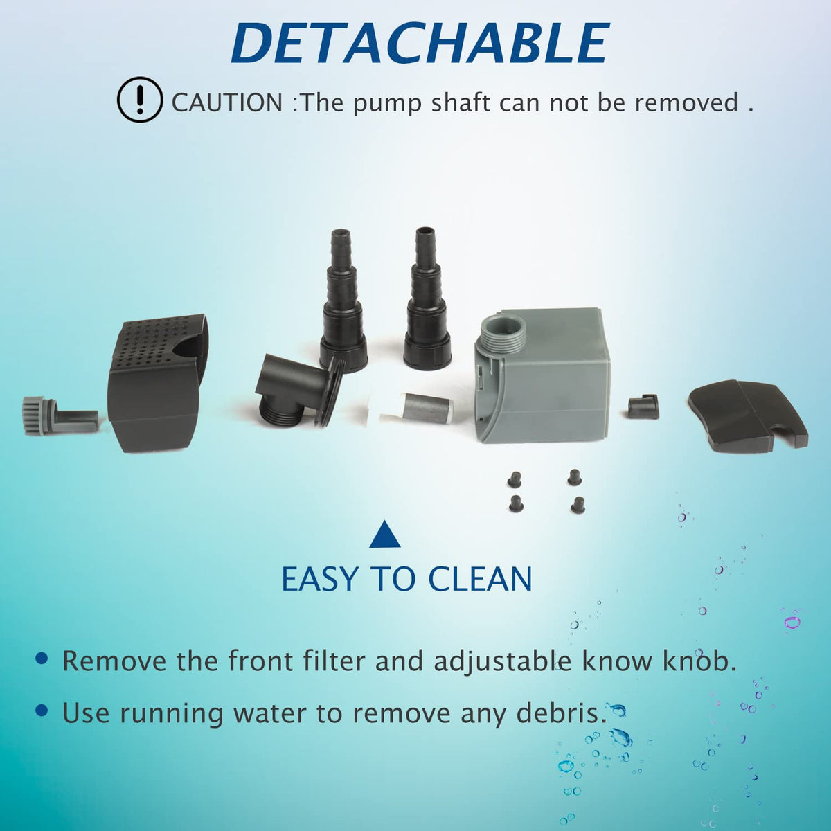 HSUP-1400F) Submersible Water Pump With Fountain Jets - Pond Pump - Submersible Pump - Water Fountain Pump - Aquarium Pump (370 GPH)