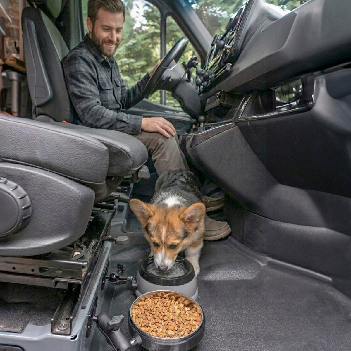 Splashless Pet Water Bowl with 1" Ball Mount for Campervans