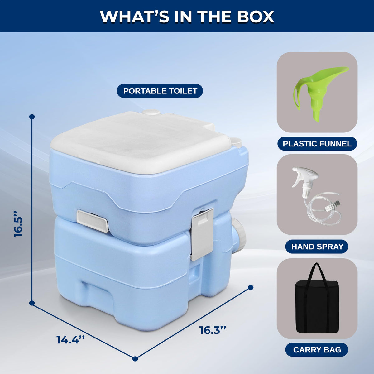 5.2 Gal Portable Camping Toilet For Adults (Standard / Blue White)