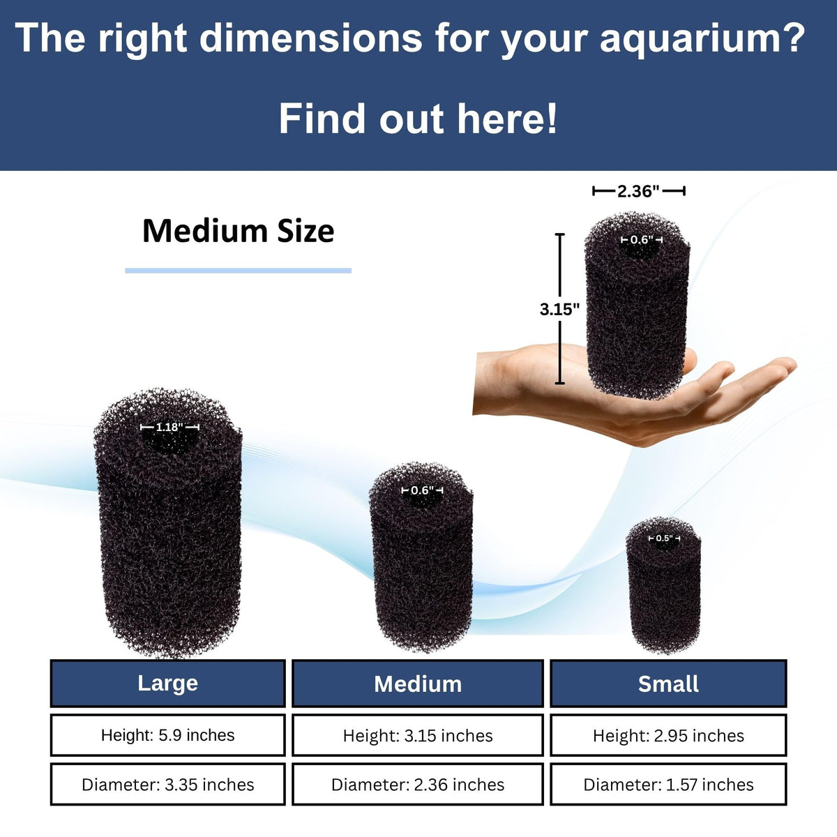 2 Pack Medium Premium Pre Filter Sponge Aquarium Intake High (Medium)