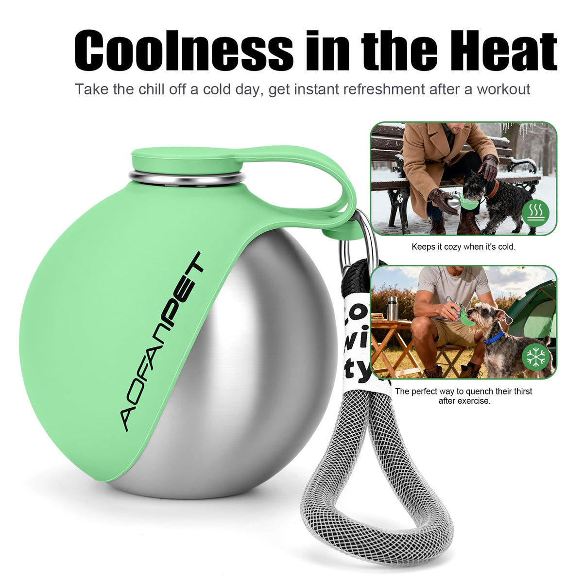Portable Dog Water Bottle with Bowl (Mint Green)
