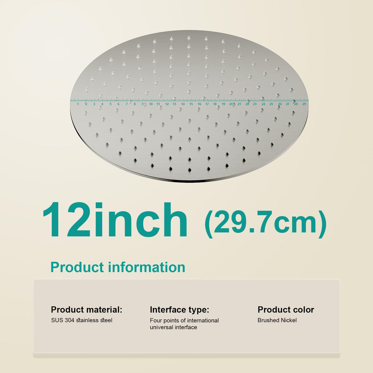 All Metal 12Inch Rain Shower Head (Brushed Nickel / 12 Inch)