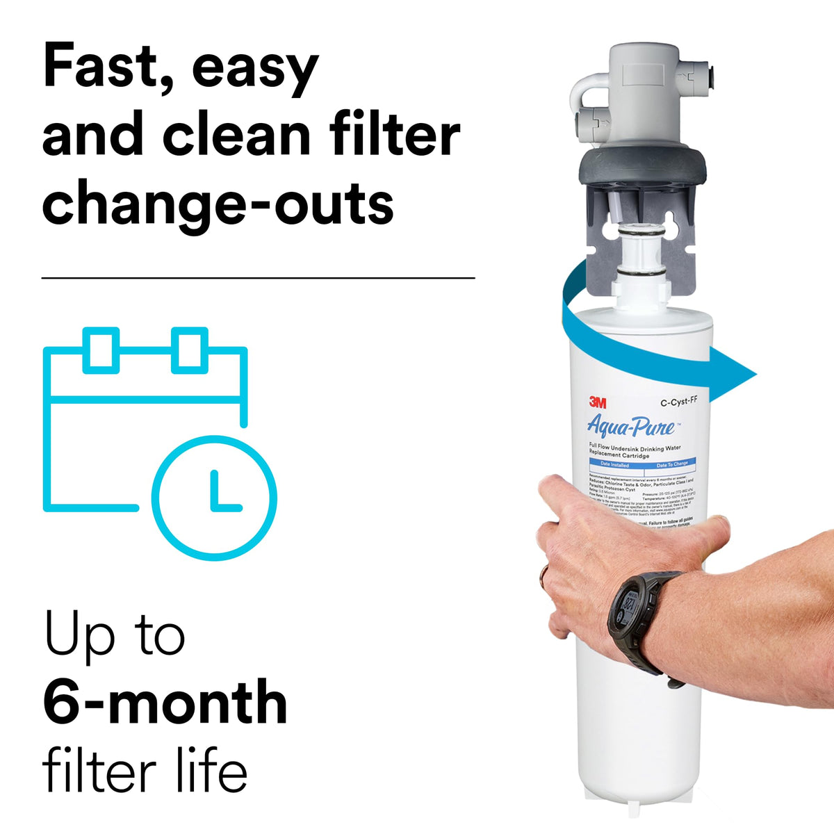 3M Aqua Pure Under Sink Full Flow Replacement Cartridge AP Easy C (C-Cyst-FF Cartridge)