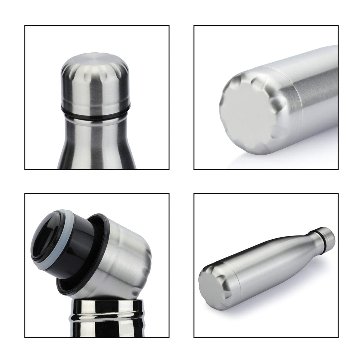 17oz Sport Water Bottle 8 Pack Vacuum Insulated Stainless Steel Leak (Silver)
