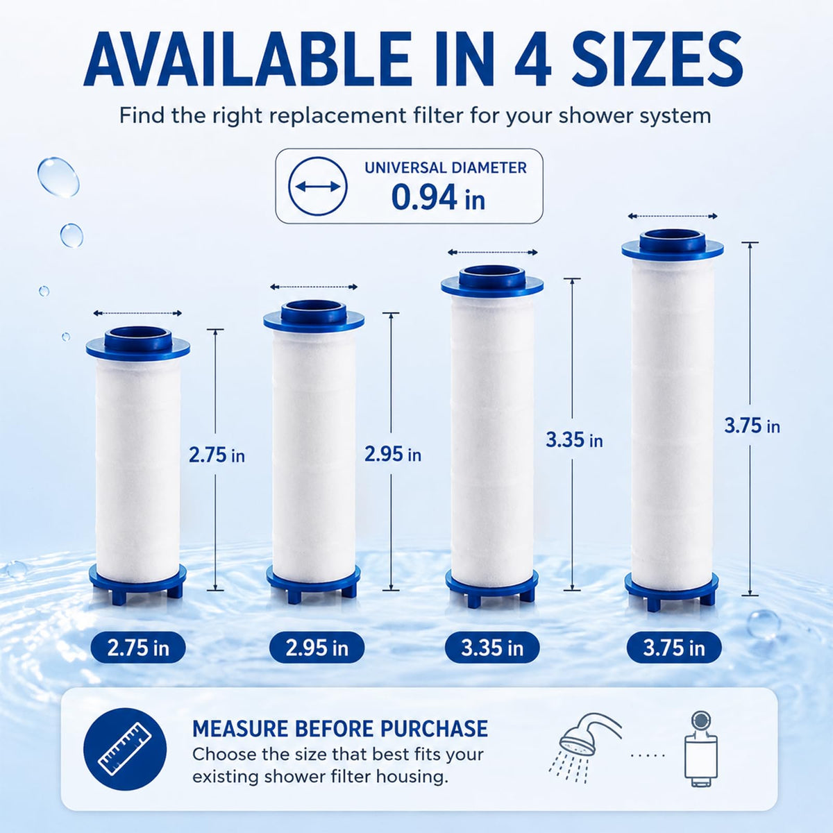 10 20 Pcs Shower Head Filters 3.35 Inch (A10*pc / 3.34 * 0.94 In)