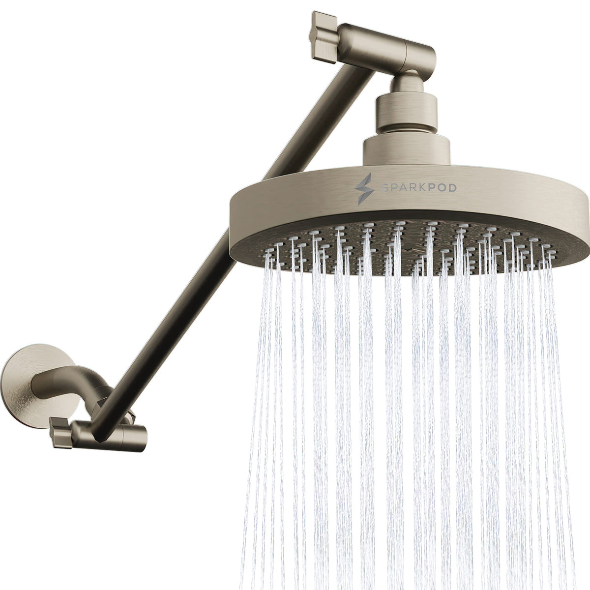 6" Round Rain Shower Head with 16" Shower Arm (2. Elegant Brushed Nickel / 16" Arm)