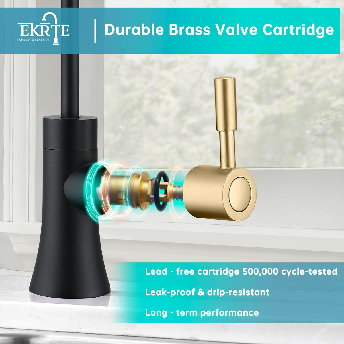 Drinking Water Faucet for Kitchen Sink (Black+Gold)