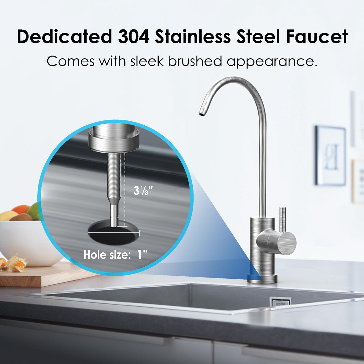 BS08 Under Sink Water Filtration System with Dedicated Faucet (1 Count (Pack of 1))