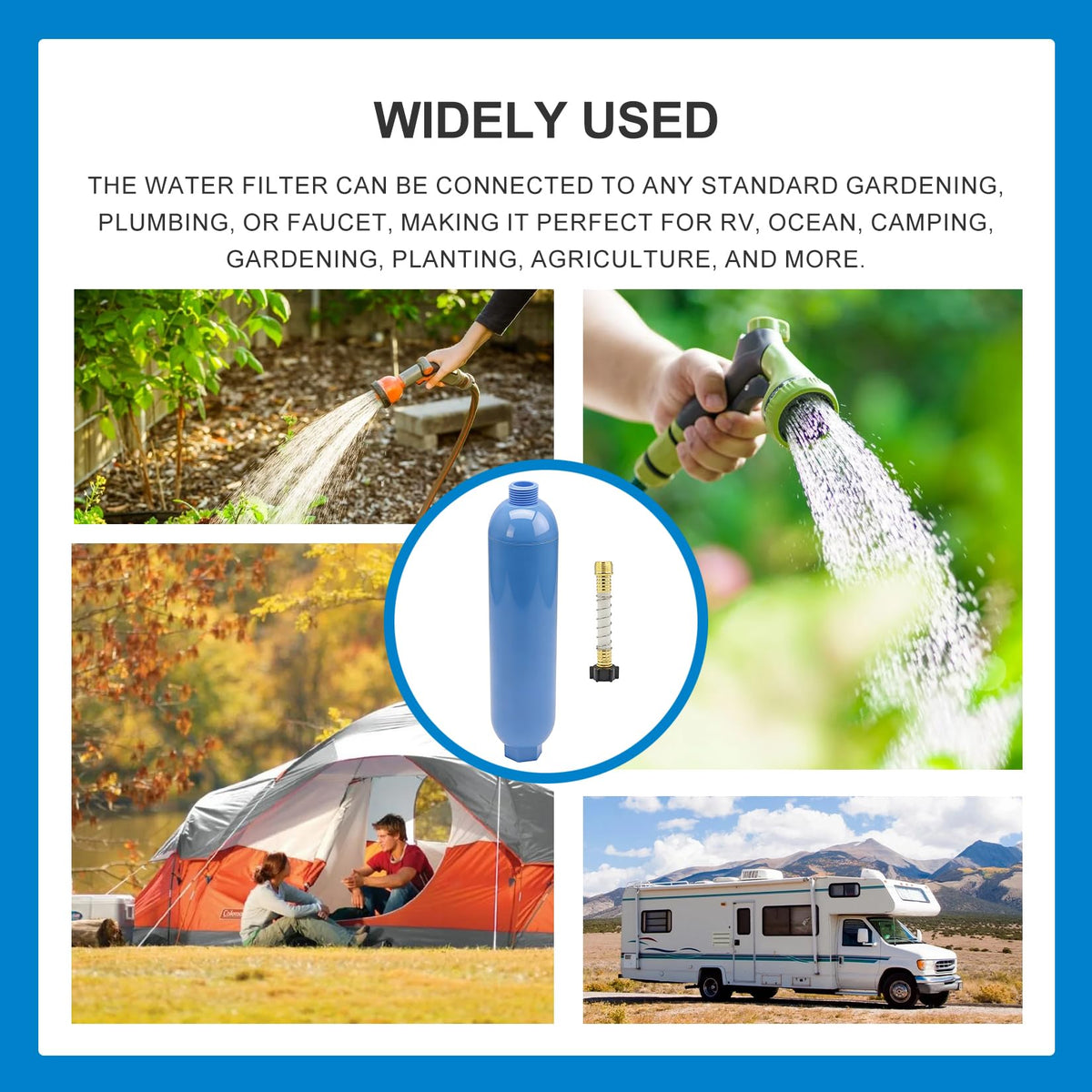 RV Inline Water Filter with 2 Flexible Hose Protectors