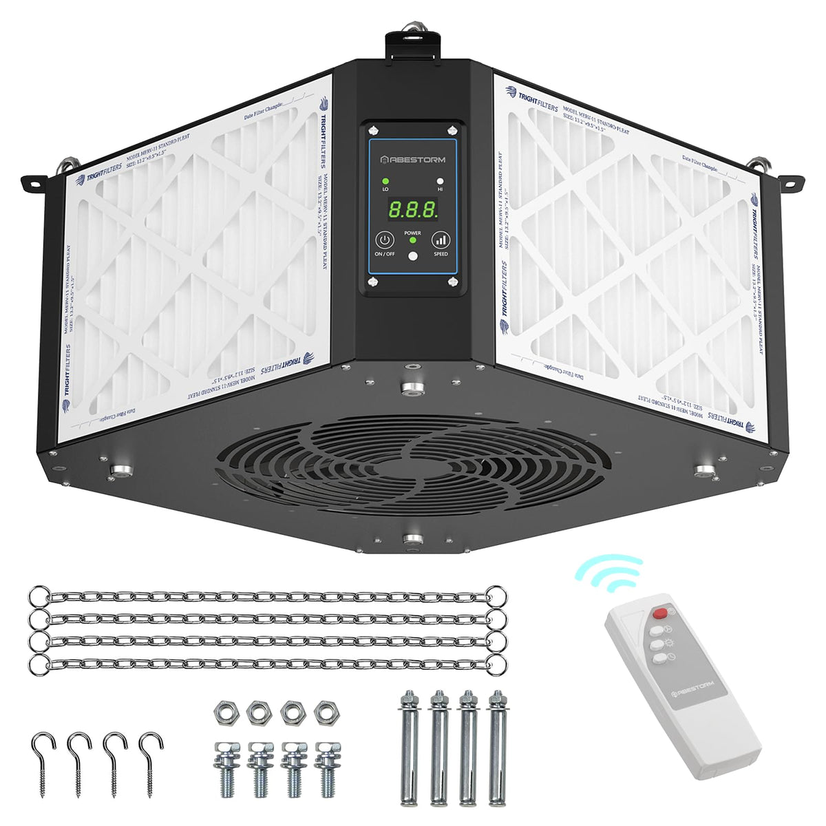 1350 CFM 360° Air Filtration System for Woodshop & Garage Black (Black)