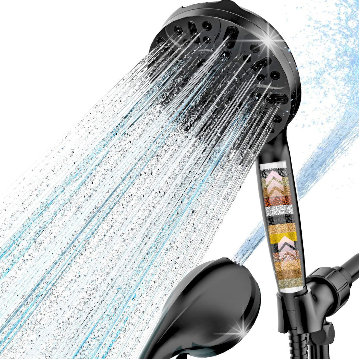 9 Settings Filtered Shower Head with Handheld (Matte Black)