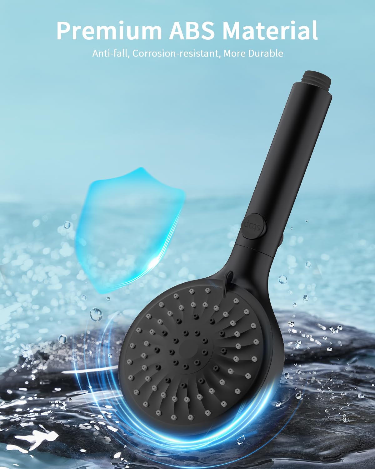Shower Head with Handheld (6 Spray-Settings / Matte Black)